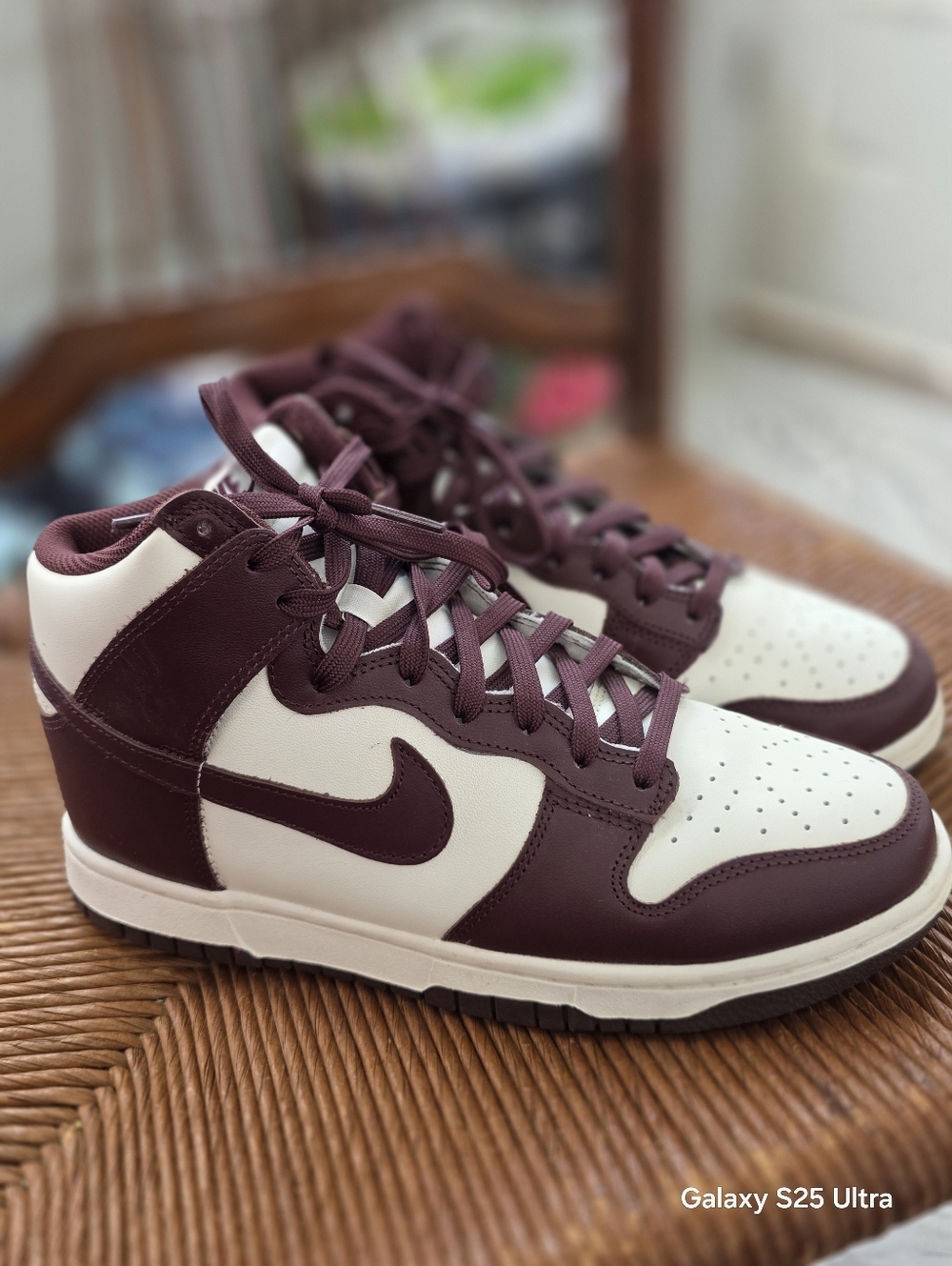Nike Dunk High in Burgundy and White